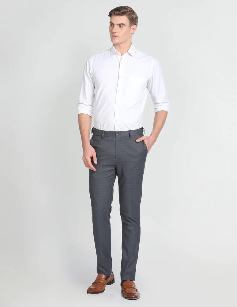 Arrow Charcoal Super Slim Fit Formal Trousers for Men | Best Price UAE