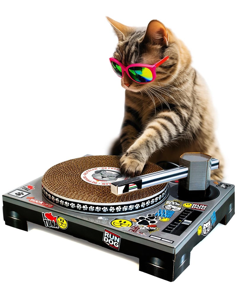 Suck UK | Cat Scratcher DJ Decks | Cardboard Cat Scratchers | Funny Cat Scratching Board | Cat Scratching Mat | Interactive Cat Toy & Kitten Toys | Cat Furniture | Cat Gifts | Novelty Gifts for Cats - Image 1