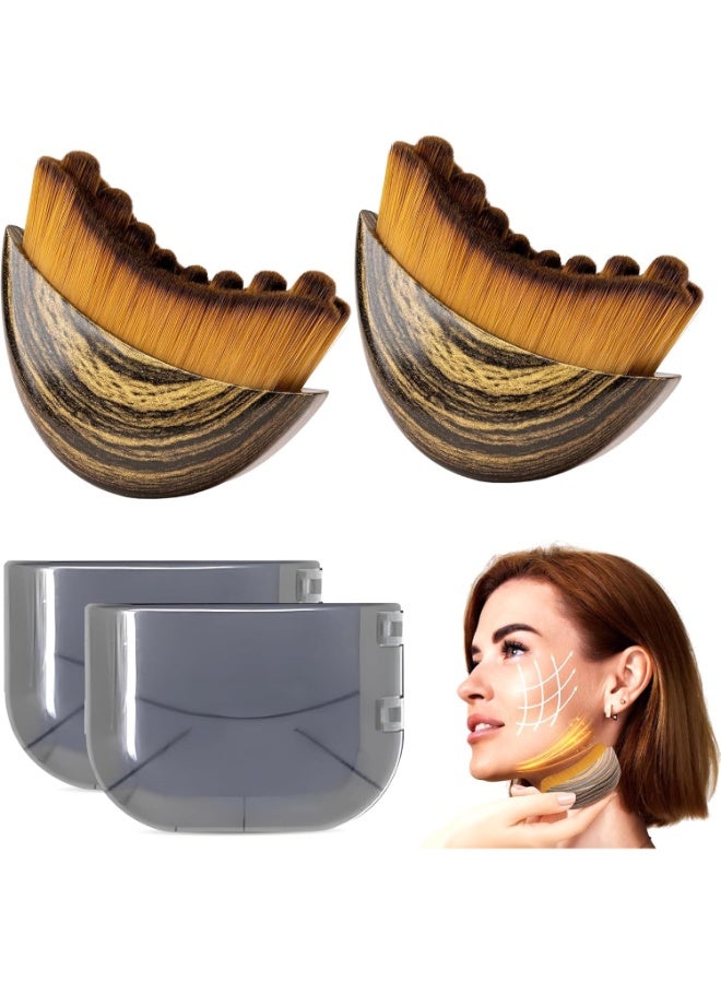 Pack of 2 Lymphatic Contour Face Brush, Lymphatic Drainage Massager, Double Chin Reducer Lymphatic Drainage Brush Anti-Puffiness Ergonomic Facial Cleansing Brush for Sculpting - Image 1