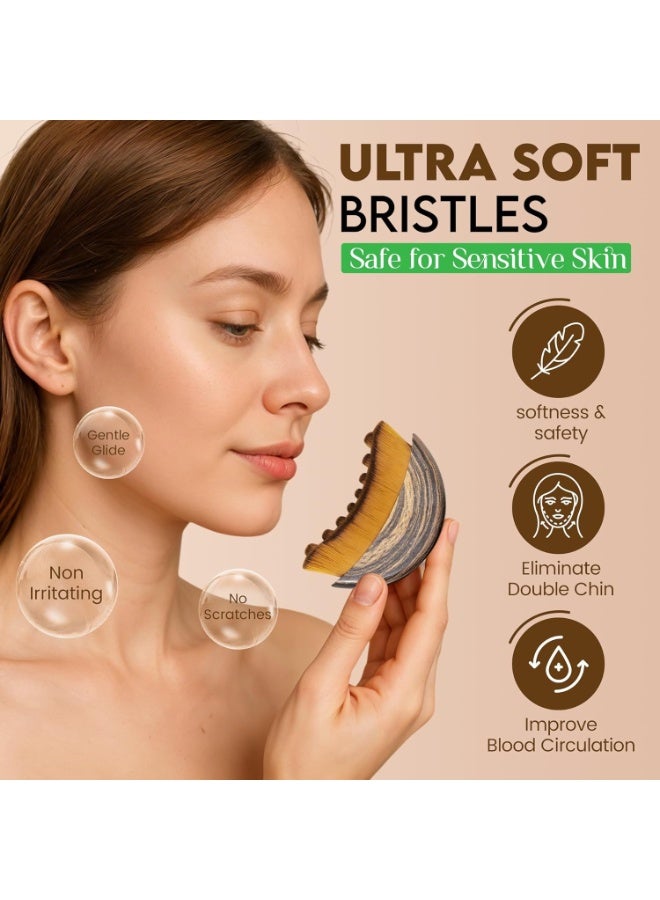 Pack of 2 Lymphatic Contour Face Brush, Lymphatic Drainage Massager, Double Chin Reducer Lymphatic Drainage Brush Anti-Puffiness Ergonomic Facial Cleansing Brush for Sculpting - Image 4