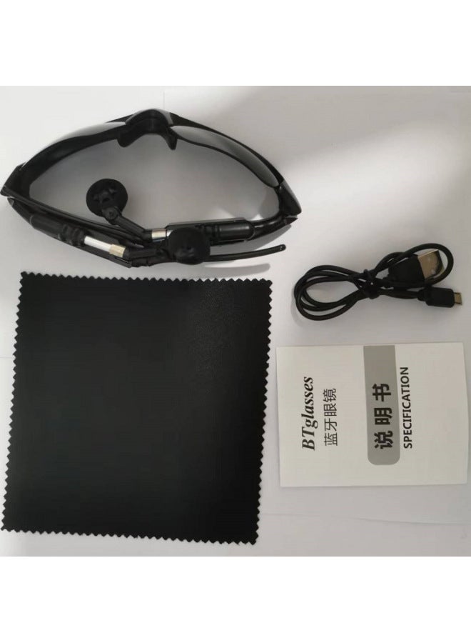 Polarized Sun Bluetooth Glasses Sunglasses Glasses Headphones Listening To Music Multi-function Headphones-color:Black (bare Metal + Line) - Image 1