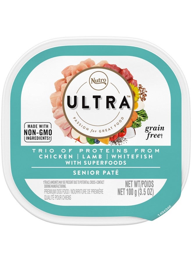 نوترو طعام كلاب ألترا سينيور الرطب الناعم الخالي من الحبوب، مكون من ثلاث بروتينات، دجاج ولحم ضأن وسمك أبيض مع أطعمة فائقة الجودة، (24) صينية بحجم 3.5 أونصة - Image 1