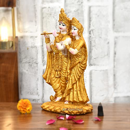 ascension Radha Krishna ji Jugal Jodi Murti Poly Resin, Marble Crush for Home Mandir Temple Showpiece Idol Statue Gifts Home Decor Temple Pooja Golden - Image 2
