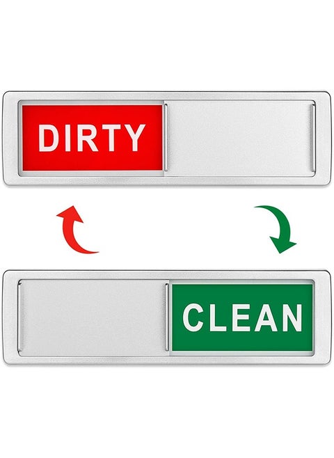 Dishwasher Magnet Clean Dirty Sign Non-Scratching Strong Magnet or 3M Adhesive Options Indicator Tells Whether Dishes Are Clean or Dirty (Silver)