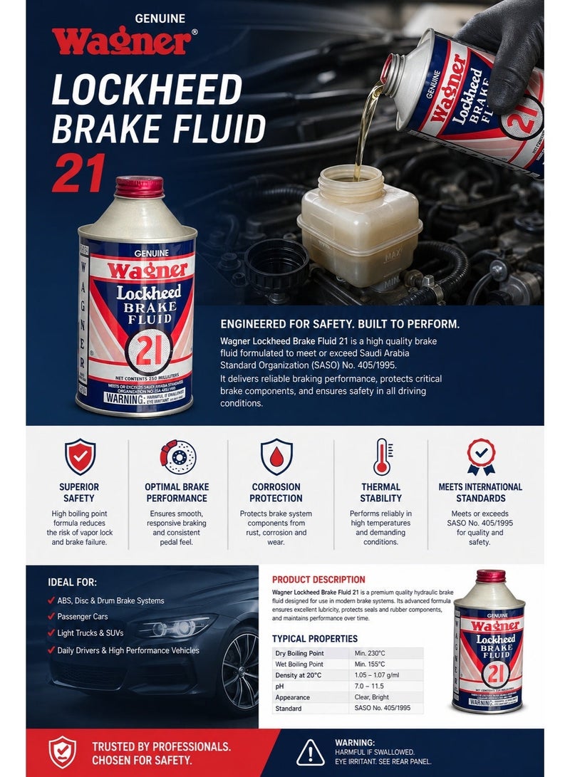 Wagner Lockheed DOT 3 Heavy Duty Brake Fluid, 250ml, Original OEM, Made in USA - Image 2