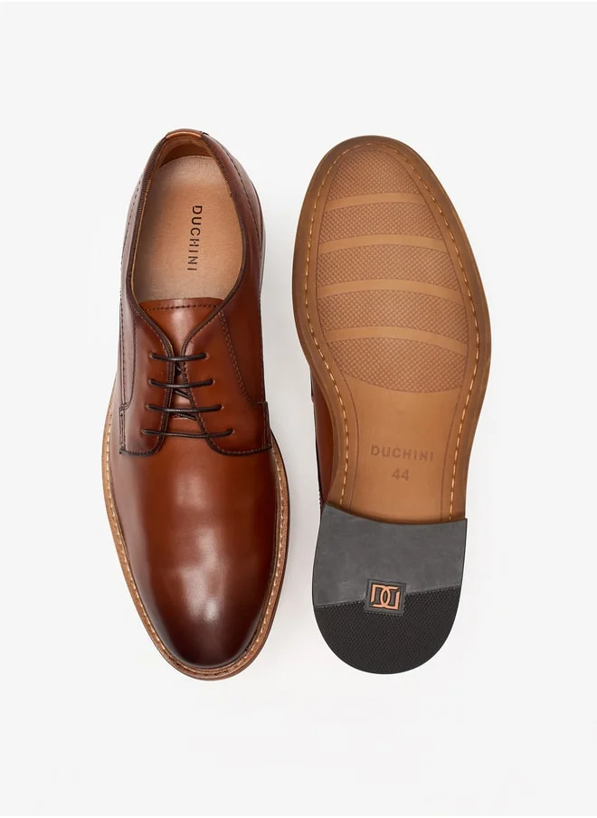 دوتشيني Men's Solid Lace-Up Derby Shoes