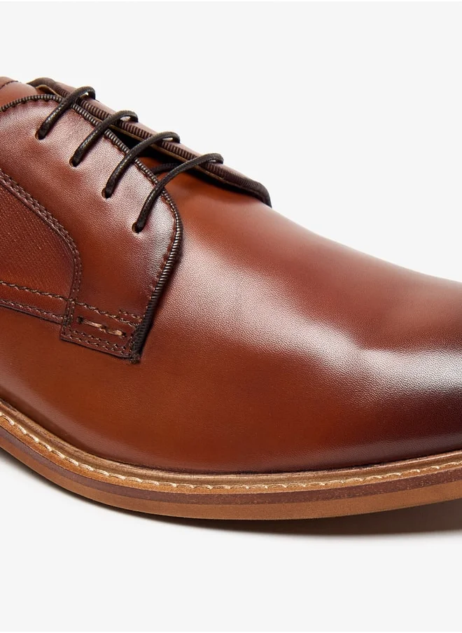 دوتشيني Men's Solid Lace-Up Derby Shoes
