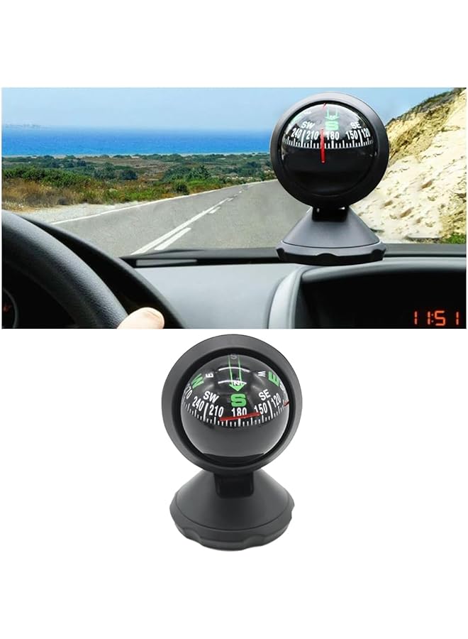 X spring Automotive Compass Ball Adjustable Camping Navigation Tool Multifunctional Car Dashboard Compass with Bottom Stick Car Windscreen Decorate for Boat Car Truck SUV - Image 1