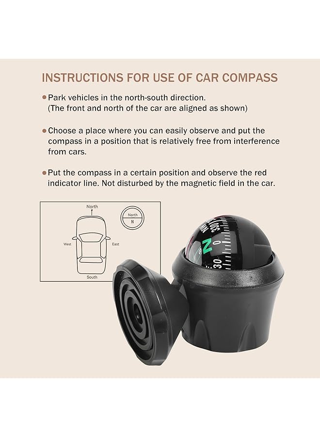 X spring Automotive Compass Ball Adjustable Camping Navigation Tool Multifunctional Car Dashboard Compass with Bottom Stick Car Windscreen Decorate for Boat Car Truck SUV - Image 3
