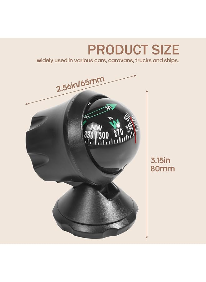 X spring Automotive Compass Ball Adjustable Camping Navigation Tool Multifunctional Car Dashboard Compass with Bottom Stick Car Windscreen Decorate for Boat Car Truck SUV - Image 2
