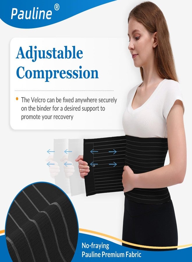 Pauline Abdominal Binder Post Surgery - Premium Belly Band for Stomach Support & Compression - Promote Recovery for Postpartum, Hysterectomy, Tummy Tuck, Hernia - Durable No-Fray Belly Wrap Waist Band (Size M, 9" High, Black) - Image 4