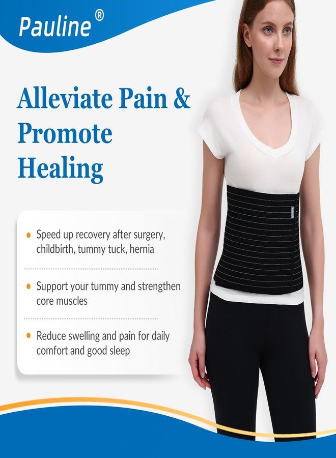 Pauline Abdominal Binder Post Surgery - Premium Belly Band for Stomach Support & Compression - Promote Recovery for Postpartum, Hysterectomy, Tummy Tuck, Hernia - Durable No-Fray Belly Wrap Waist Band (Size M, 9" High, Black) - Image 3