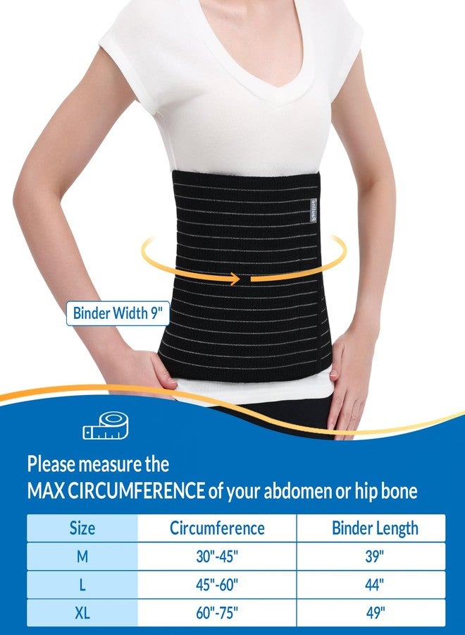 Pauline Abdominal Binder Post Surgery - Premium Belly Band for Stomach Support & Compression - Promote Recovery for Postpartum, Hysterectomy, Tummy Tuck, Hernia - Durable No-Fray Belly Wrap Waist Band (Size M, 9" High, Black) - Image 2