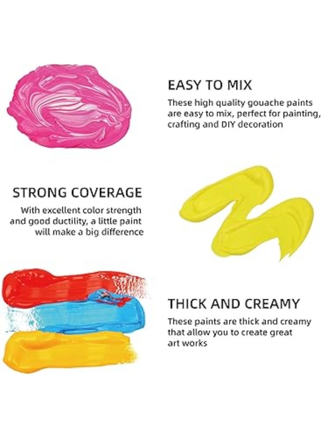 هيمي مجموعة طلاء جواش، 24 لون نابض بالحياة، غير سامة، تصميم كوب جيلي مع باليت فرش طلاء محمولة للفنانين ورسم على القماش بالألوان المائية، صبغة غنية، 30 مل/كوب - Image 5