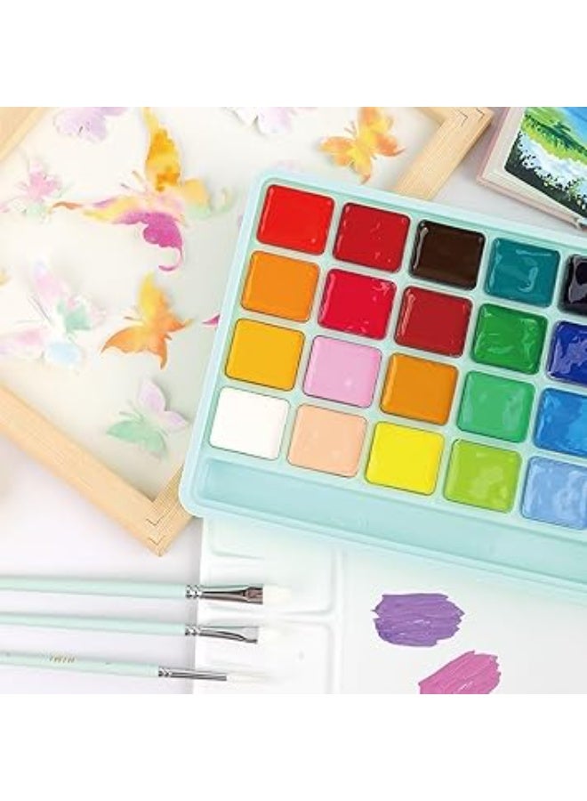 هيمي مجموعة طلاء جواش، 24 لون نابض بالحياة، غير سامة، تصميم كوب جيلي مع باليت فرش طلاء محمولة للفنانين ورسم على القماش بالألوان المائية، صبغة غنية، 30 مل/كوب - Image 4