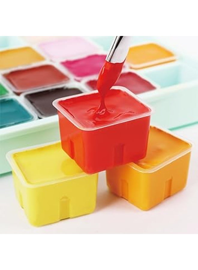 هيمي مجموعة طلاء جواش، 24 لون نابض بالحياة، غير سامة، تصميم كوب جيلي مع باليت فرش طلاء محمولة للفنانين ورسم على القماش بالألوان المائية، صبغة غنية، 30 مل/كوب - Image 3