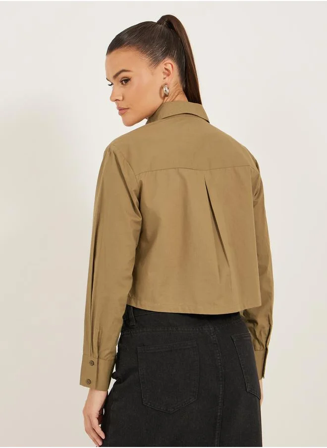 Styli Long sleeve shirt with pockets with slight drop shoulder boxy body