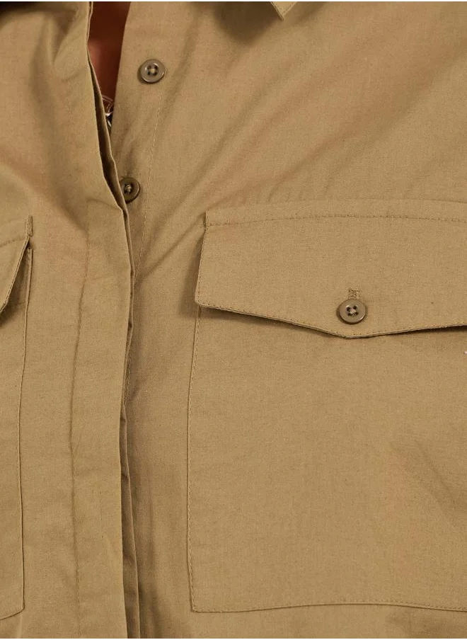 Styli Long sleeve shirt with pockets with slight drop shoulder boxy body