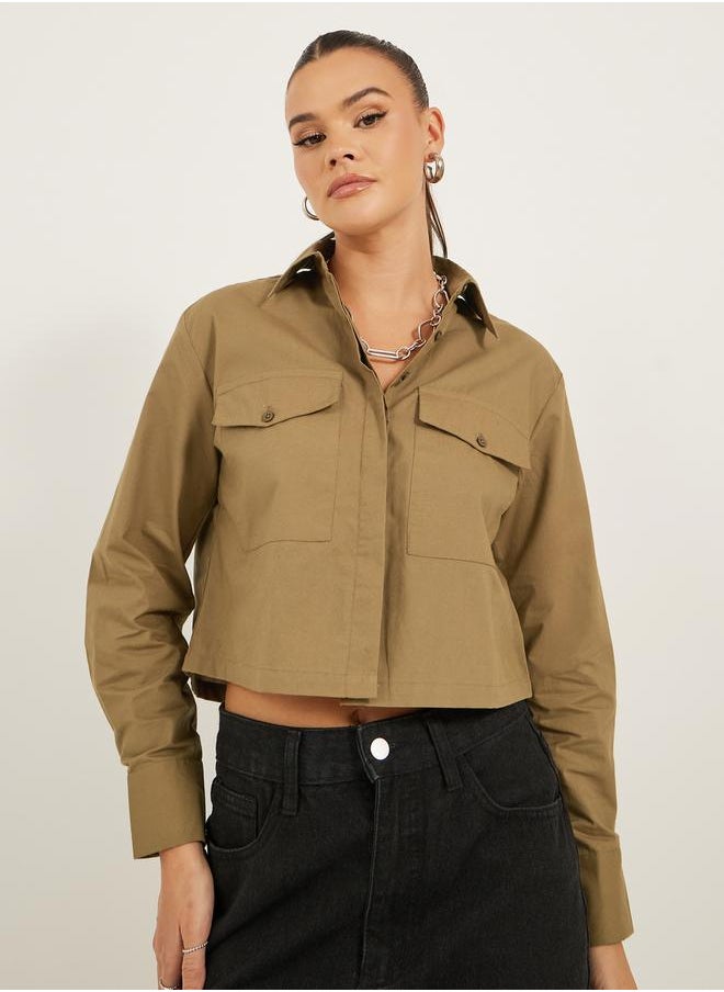 Styli - Long sleeve shirt with pockets with slight drop shoulder boxy body - Image 1