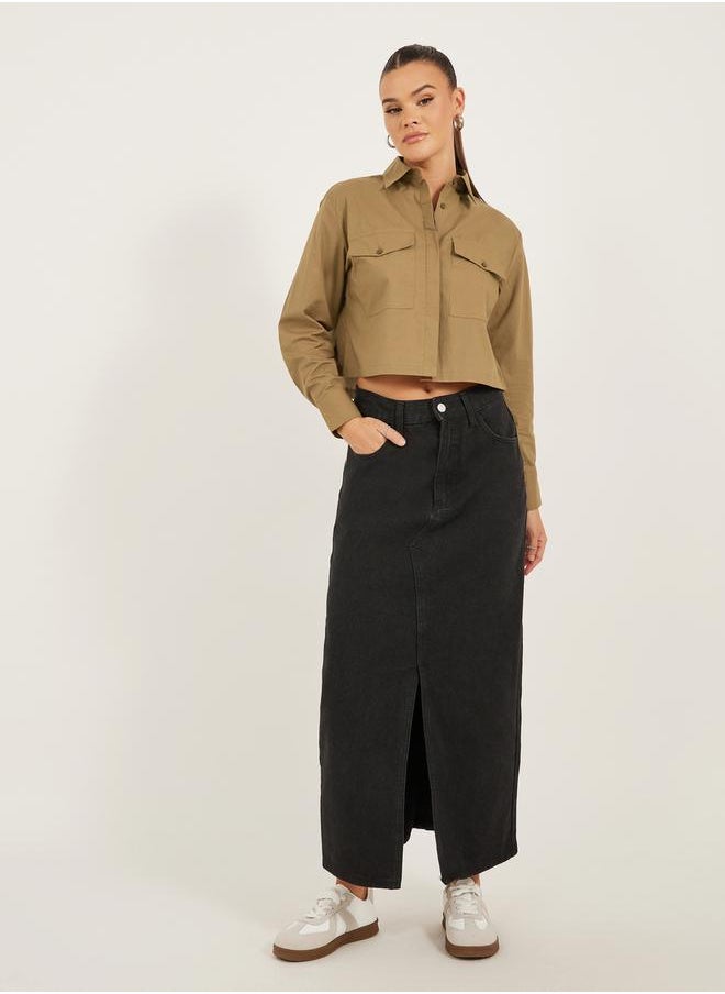 Styli - Long sleeve shirt with pockets with slight drop shoulder boxy body - Image 1