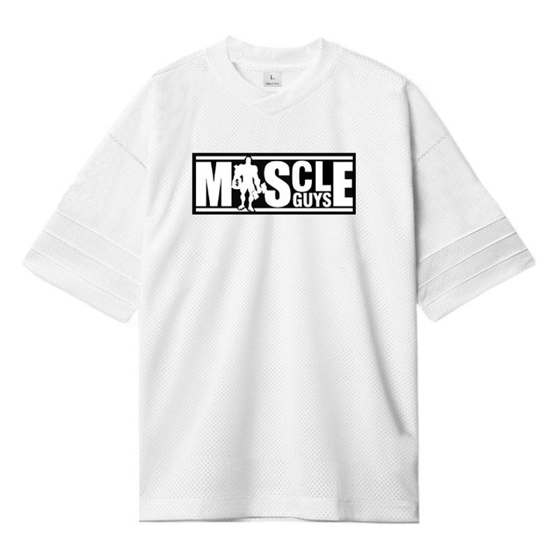 Short sleeve men''s fashion brand loose plus size fitness half sleeve summer quick-drying V-neck casual training clothes foreign trade delivery - Image 2