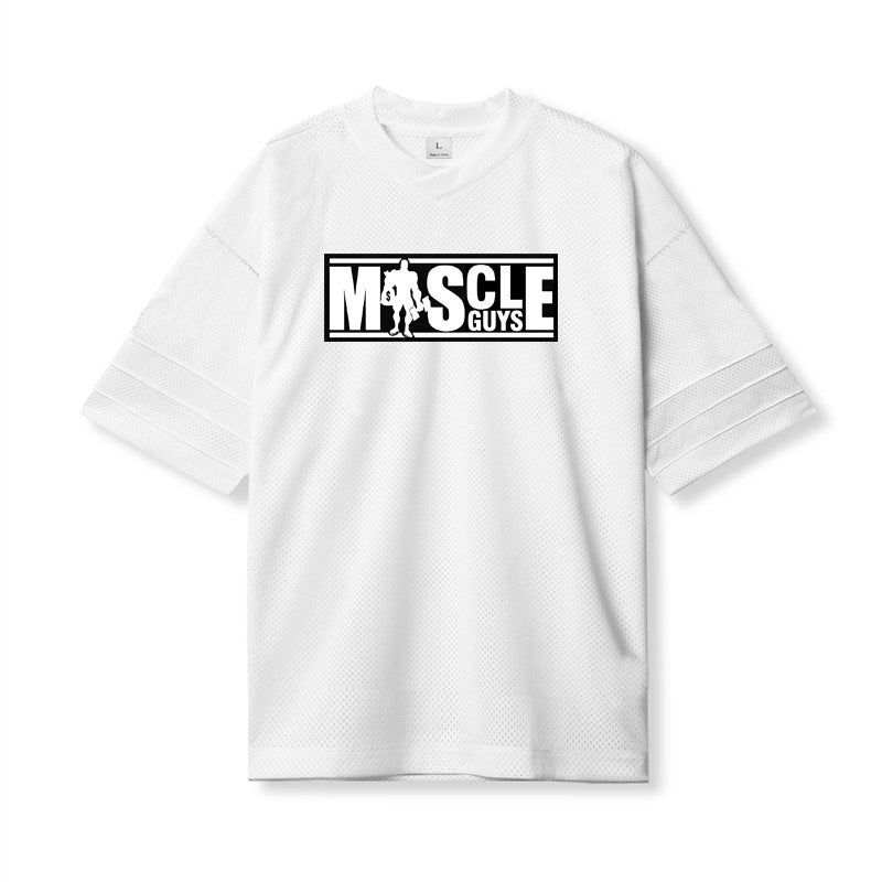 Short sleeve men''s fashion brand loose plus size fitness half sleeve summer quick-drying V-neck casual training clothes foreign trade delivery - Image 1