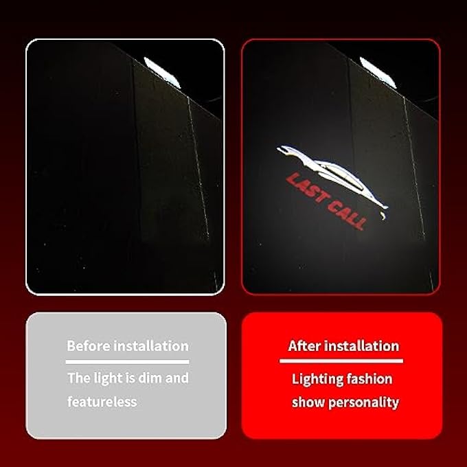 uuakarin قطعتان من مصابيح شعار باب السيارة Last Call متوافقة مع Charger 2010Present Courtesy Led Ghost Shadow Light Projector Lamp Accessories Last Call 02 - Image 2