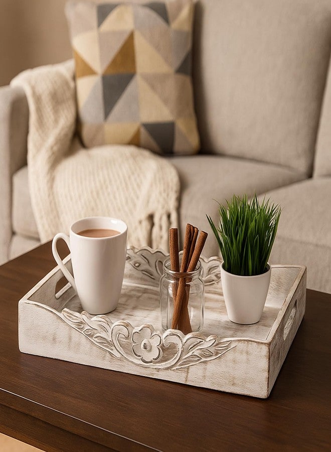 Mela Artisans Tray - Orchid, 16x12x2.5, Mangowood, Distressed White - Image 5
