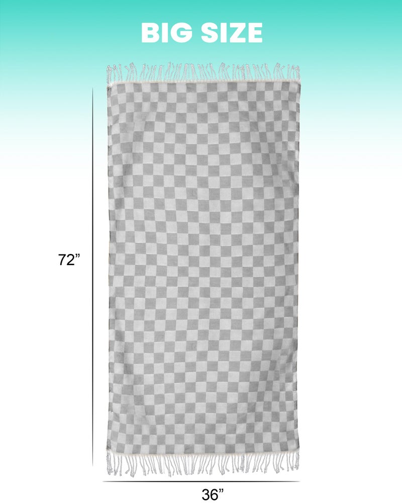Antfuny 6 Packs Turkish Beach Towel Vacation Essentials Blanket Set Pool Bath Towels Bulk Multipack Travel Sand Free Quick Dry Extra Large Oversized Cute Big Soft Lightweight Compact Checkered Cloud Women - Image 5