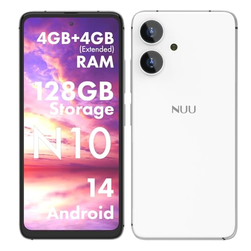 NUU N10 Basic Cell Phone for T-Mobile, Mint, Metro, Qlink, Tello and More 4GB/128GB, Perfect for Teenagers, Dual SIM 4G, Octa-Core 6.6" 90Hz HD+, Unlocked Phones Android Phone 14, US Warranty (White) - Image 1