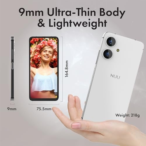 NUU N10 Basic Cell Phone for T-Mobile, Mint, Metro, Qlink, Tello and More 4GB/128GB, Perfect for Teenagers, Dual SIM 4G, Octa-Core 6.6" 90Hz HD+, Unlocked Phones Android Phone 14, US Warranty (White) - Image 4