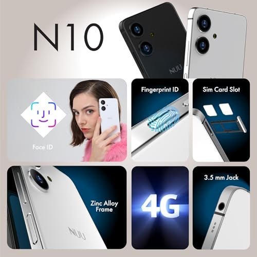 NUU N10 Basic Cell Phone for T-Mobile, Mint, Metro, Qlink, Tello and More 4GB/128GB, Perfect for Teenagers, Dual SIM 4G, Octa-Core 6.6" 90Hz HD+, Unlocked Phones Android Phone 14, US Warranty (White) - Image 5