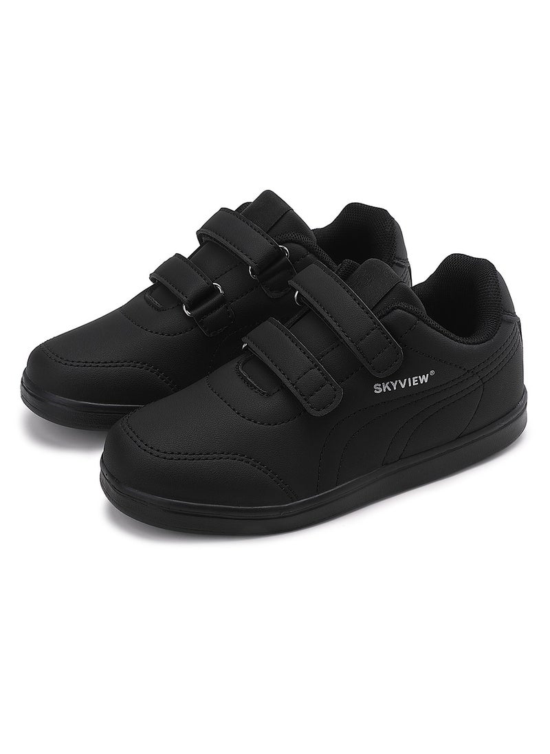 Sky View - SKYVIEW Boy Girl Shoes Hook and Loop Sports Shoes Child Leather Lightweight Breathable Athletic Running Sneakers for Unisex Kids School Shoes Black - Image 1