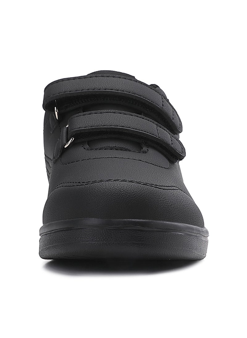 Sky View - SKYVIEW Boy Girl Shoes Hook and Loop Sports Shoes Child Leather Lightweight Breathable Athletic Running Sneakers for Unisex Kids School Shoes Black - Image 1