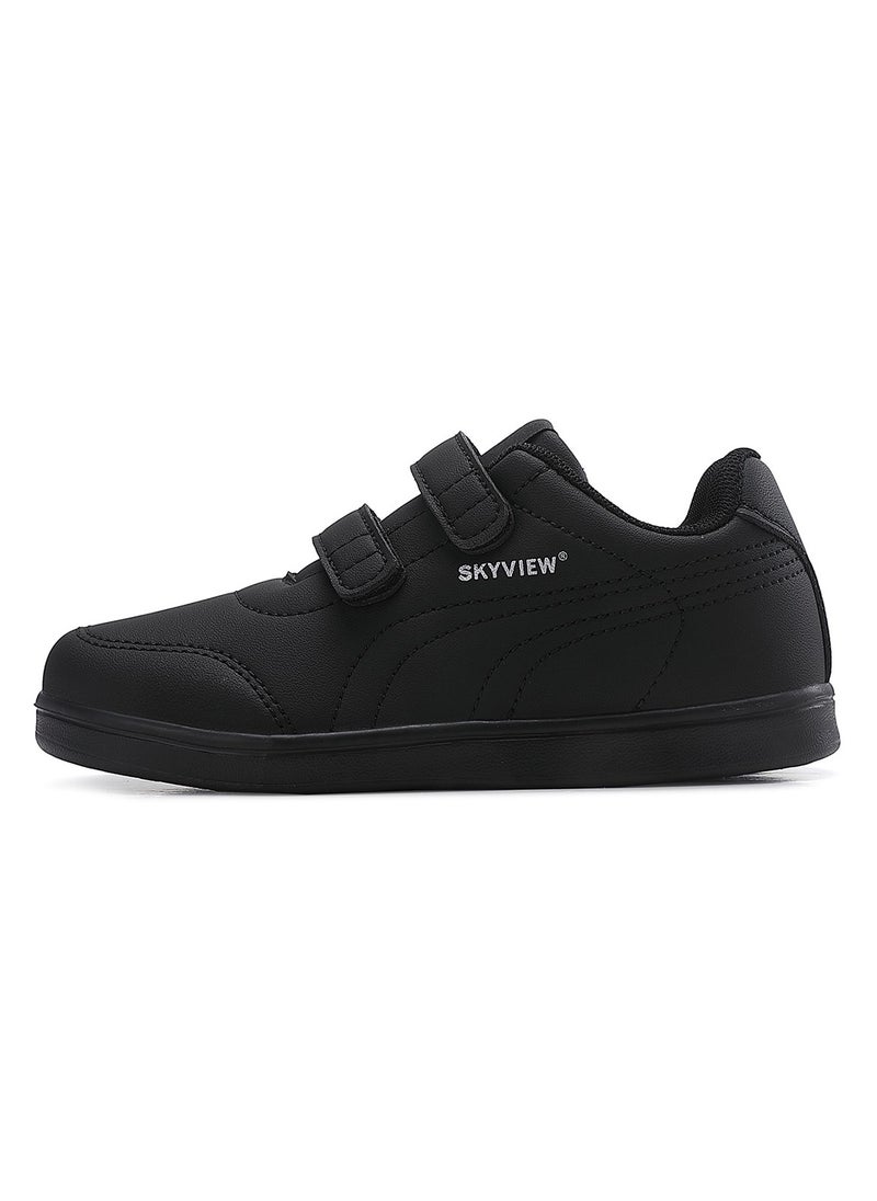 Sky View - SKYVIEW Boy Girl Shoes Hook and Loop Sports Shoes Child Leather Lightweight Breathable Athletic Running Sneakers for Unisex Kids School Shoes Black - Image 1