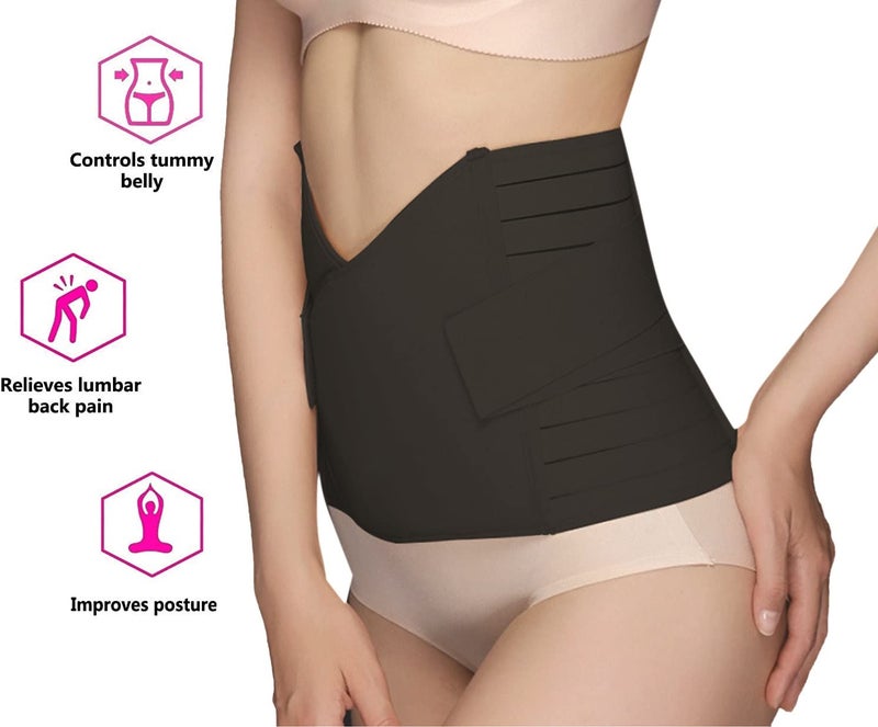 Plumbury Postpartum Post Pregnancy Recovery Waist Trimmer Tummy Control Shapewear Belt, Free Size, Black - Image 4
