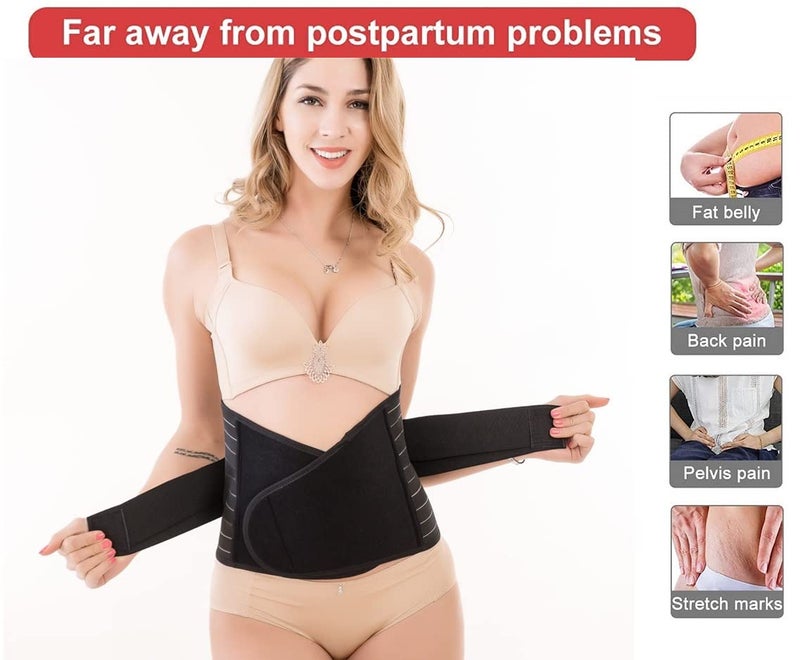 Plumbury Postpartum Post Pregnancy Recovery Waist Trimmer Tummy Control Shapewear Belt, Free Size, Black - Image 3