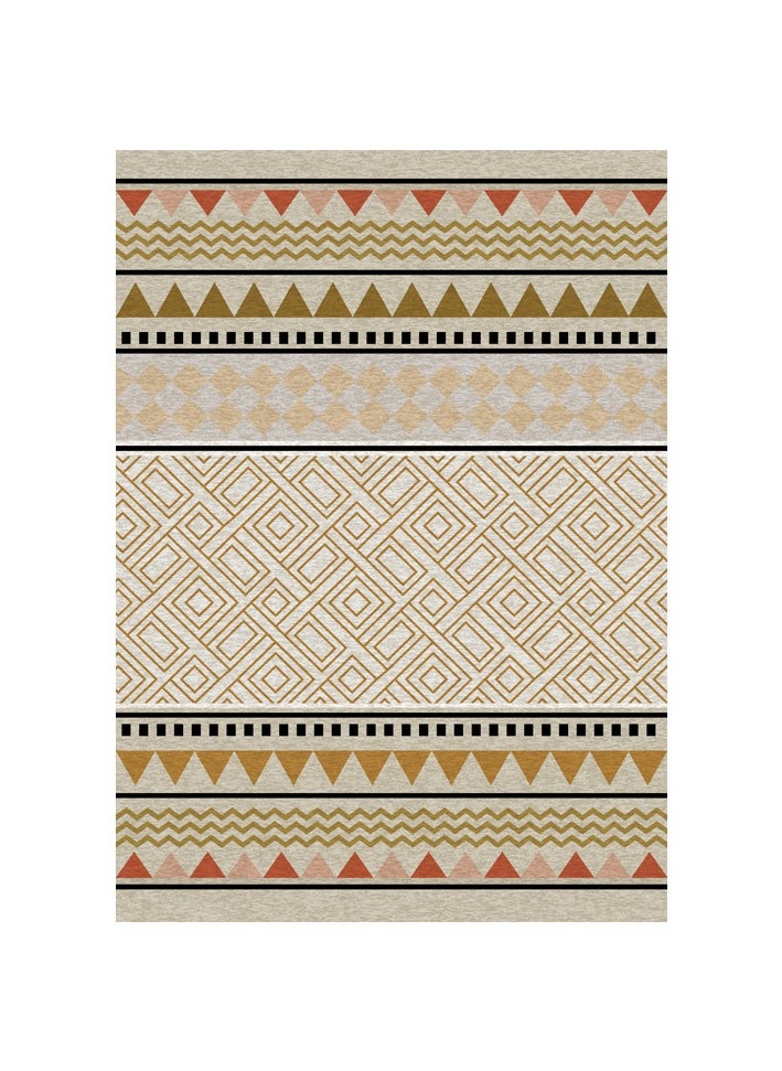 Warm Luxurious Modern Printed Rectangular Anti-Slip Carpet Beige/Black 200X300cm