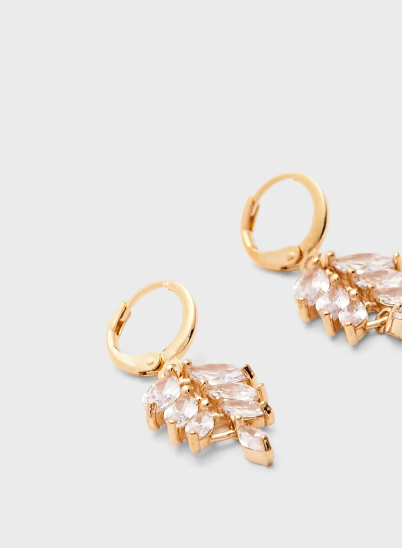 FOREVER 21 Rhinestone Leaf Drop Earrings