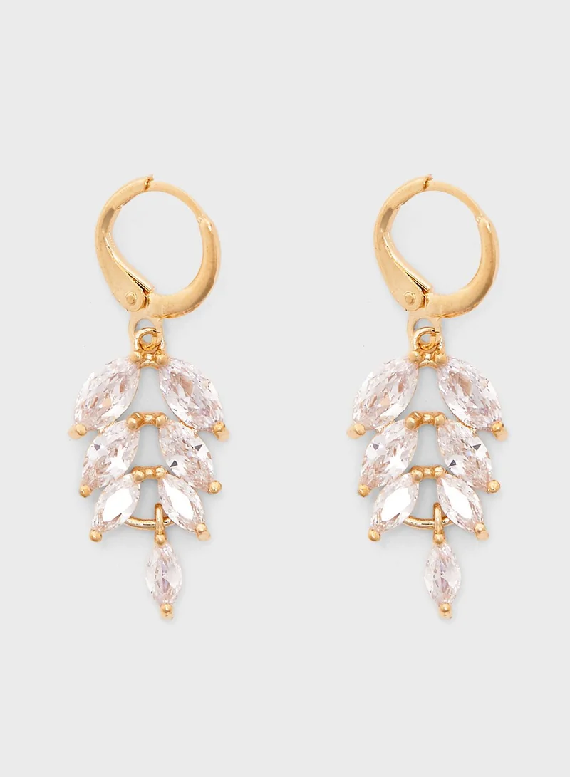 FOREVER 21 Rhinestone Leaf Drop Earrings