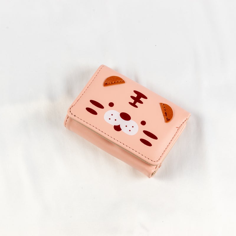 محفظة وحاملة بطاقات جلد بينك تحتوي على جيوب متعددة للنقود والبطاقات - Image 1