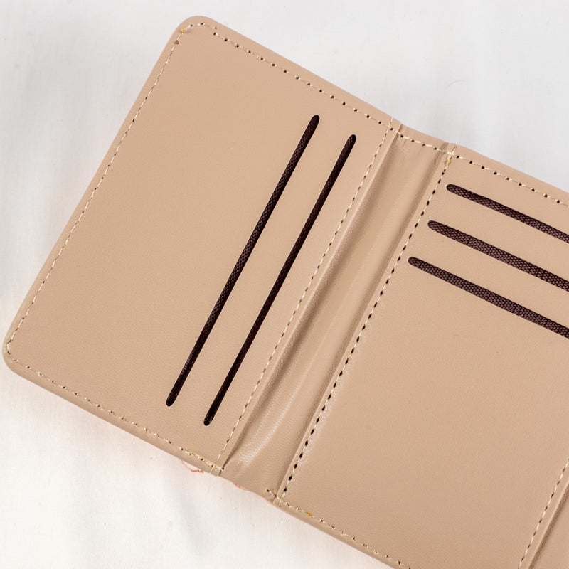 محفظة وحاملة بطاقات جلد بينك تحتوي على جيوب متعددة للنقود والبطاقات - Image 3