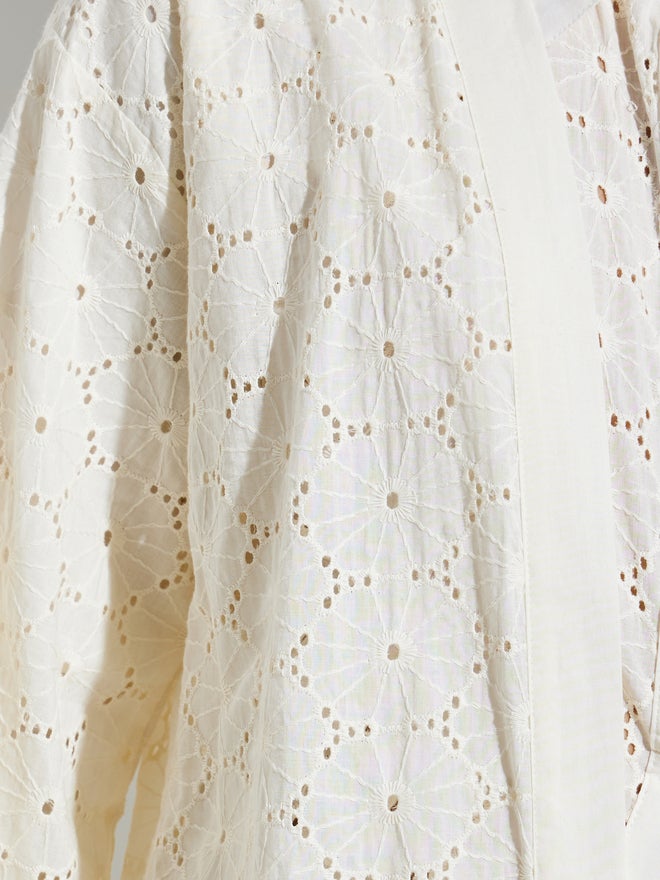 Styli Off-White Schiffli Knee Length Kimono - Image 3