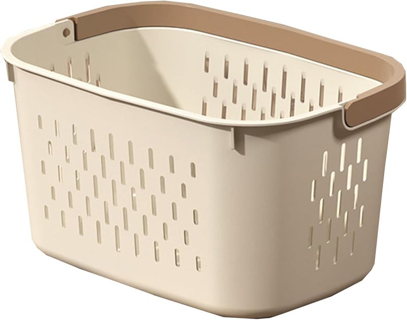 Plastic Laundry Hamper, Sturdy Basket with Lengthened Handles, Ventilated Design, Easy to Carry for Bedroom, Bathroom, Dorm, College, Storage Container (20x27x37cm) - Image 1