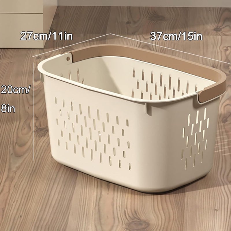 Plastic Laundry Hamper, Sturdy Basket with Lengthened Handles, Ventilated Design, Easy to Carry for Bedroom, Bathroom, Dorm, College, Storage Container (20x27x37cm) - Image 2
