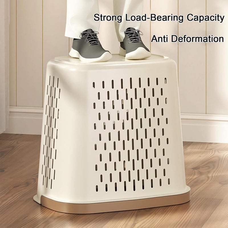 Plastic Laundry Hamper, Sturdy Basket with Lengthened Handles, Ventilated Design, Easy to Carry for Bedroom, Bathroom, Dorm, College, Storage Container (20x27x37cm) - Image 4