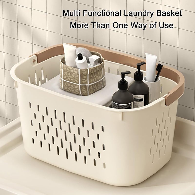 Plastic Laundry Hamper, Sturdy Basket with Lengthened Handles, Ventilated Design, Easy to Carry for Bedroom, Bathroom, Dorm, College, Storage Container (20x27x37cm) - Image 5
