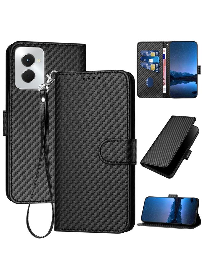 اس-توب جراب لهاتف Motorola Moto G Power 5G 2024 YX0070 مصنوع من ألياف الكربون مع مشبك من الجلد مع حبل تعليق - Image 1