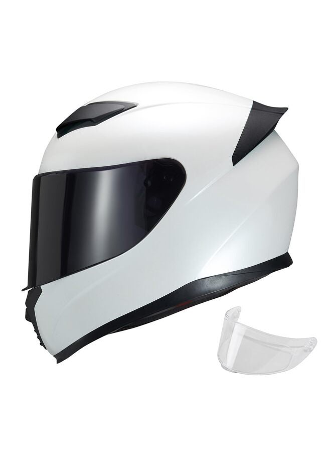 خوذة دراجة نارية تغطي الوجه بالكامل للرجال والنساء، خوذة دراجة نارية رباعية الطبقات مع واقي شمس عالي الدقة من البولي كربونات، خوذة ABS قابلة للتهوية ومناسبة للبالغين (أبيض، مقاس XL) - Image 1