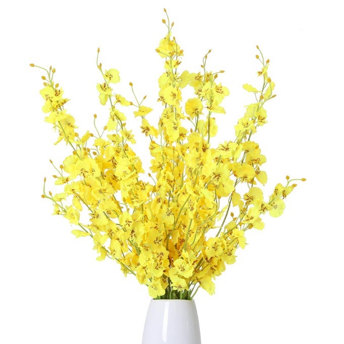 12PCS YELLOW ARTIFICIAL DANCING ORCHIDS GYPSOPHILA CHERRY BLOSSOM FLOWERS FOR HOME DECORATION